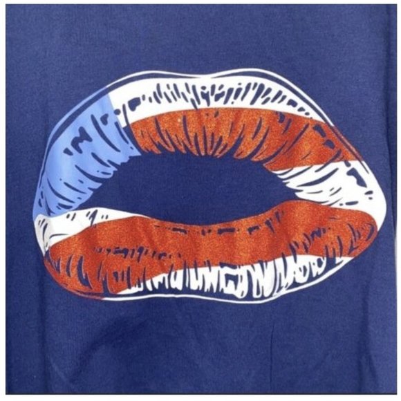 patriotic lips cold shoulder tank top, bust 36” inches - Picture 2 of 2